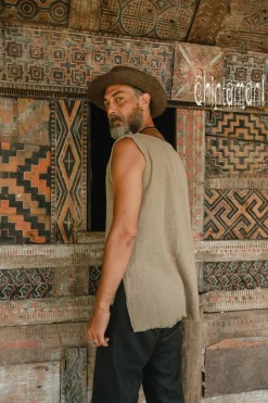 Chintamani Alchemistry Diagonal Raw Top / Sage^ Tops & T-shirt