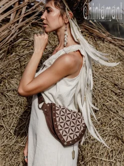 Chintamani Alchemistry Flower Waist Bag / Brown^ Canvas Hip Bags