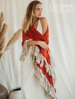 Chintamani Alchemistry Fringe Boho Shawl / Red Ochre^ Shawls & Scarfs