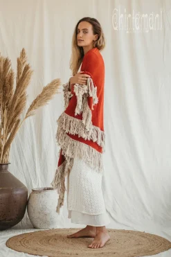 Chintamani Alchemistry Fringe Boho Shawl / Red Ochre^ Shawls & Scarfs