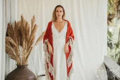 Chintamani Alchemistry Fringe Boho Shawl / Red Ochre^ Shawls & Scarfs
