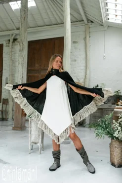 Chintamani Alchemistry Fringed Cotton Poncho / Black^ Kimono & Cover Up