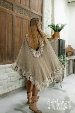 Chintamani Alchemistry Fringed Cotton Poncho / Desert Sage^ Kimono & Cover Up