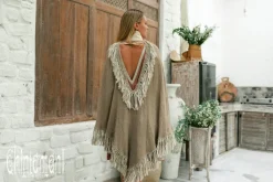 Chintamani Alchemistry Fringed Cotton Poncho / Desert Sage^ Kimono & Cover Up