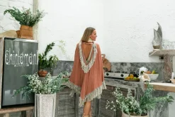Chintamani Alchemistry Fringed Cotton Poncho / Dusty Pink^ Kimono & Cover Up