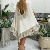 Chintamani Alchemistry Fringed Cotton Poncho / Off White^ Kimono & Cover Up