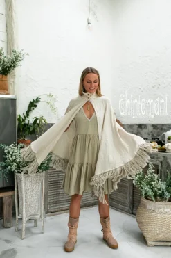 Chintamani Alchemistry Fringed Cotton Poncho / Off White^ Kimono & Cover Up