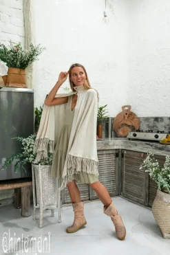 Chintamani Alchemistry Fringed Cotton Poncho / Off White^ Kimono & Cover Up