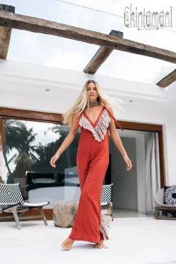 Chintamani Alchemistry Fringed Jumpsuit / Red Ochre^ Jumpsuits