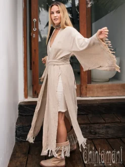 Chintamani Alchemistry Fringed Kimono / Beige^ Kimono & Cover Up