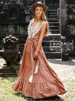 Chintamani Alchemistry Fringed Maxi Dress / Dusty Pink^ Maxi Dress