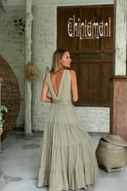 Chintamani Alchemistry Fringed Maxi Dress / Sage Green^ Maxi Dress