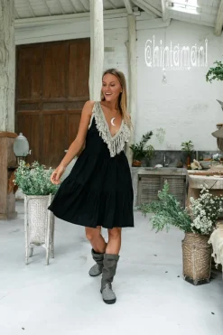 Chintamani Alchemistry Fringed Midi Dress / Black^ Mini & Midi Dress