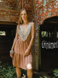 Chintamani Alchemistry Fringed Midi Dress / Dusty Pink^ Mini & Midi Dress
