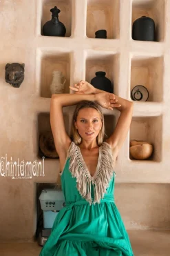 Chintamani Alchemistry Fringed Midi Dress / Green^ Mini & Midi Dress