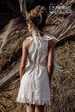 Chintamani Alchemistry Fringed Mini V Dress / Off White^ Mini & Midi Dress