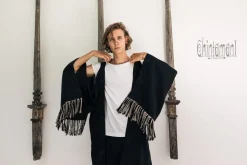 Chintamani Alchemistry Fringe Linen Kimono / Black^ Kimono & Coat