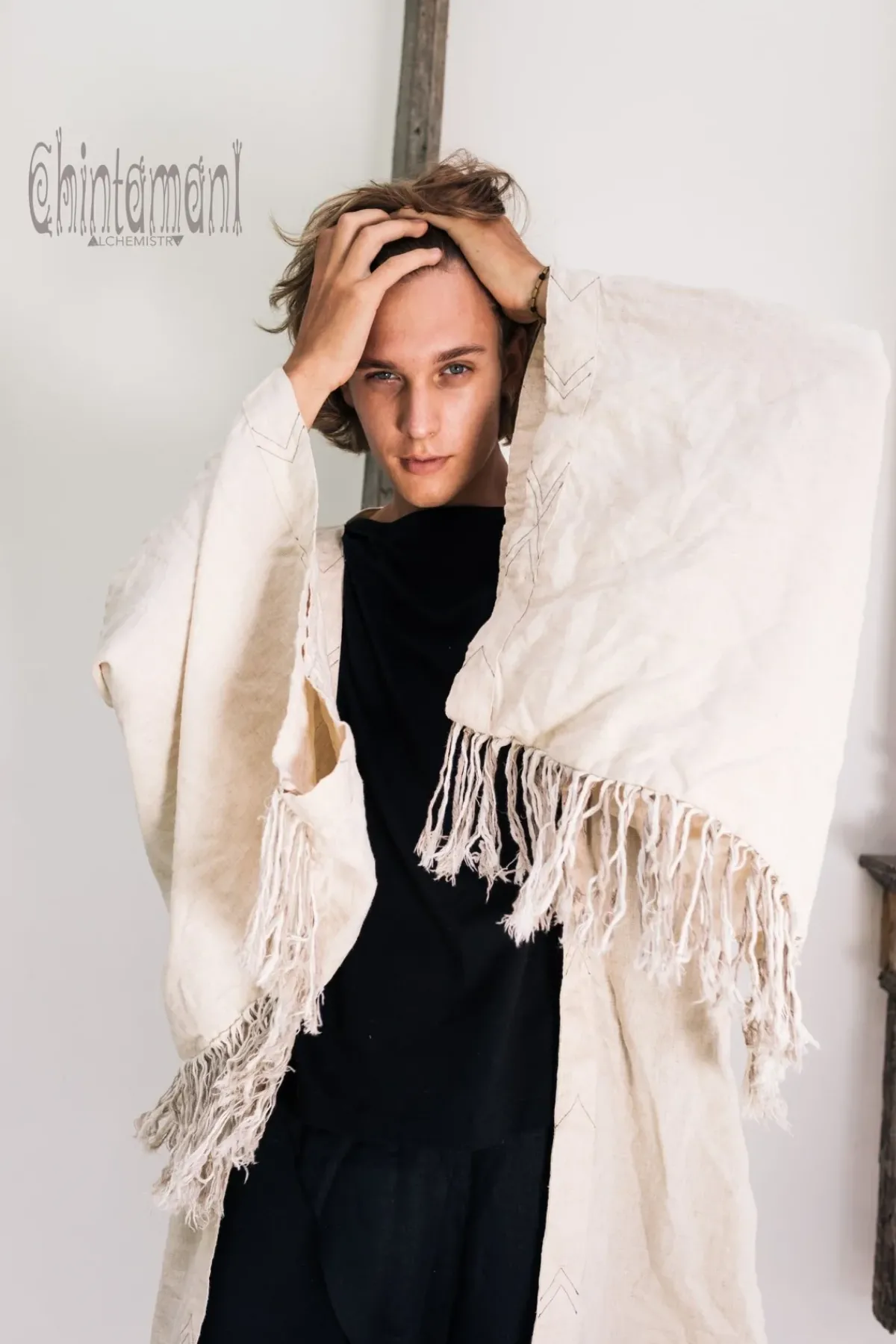 Chintamani Alchemistry Fringe Linen Kimono / Off White Cream^ Kimono & Coat