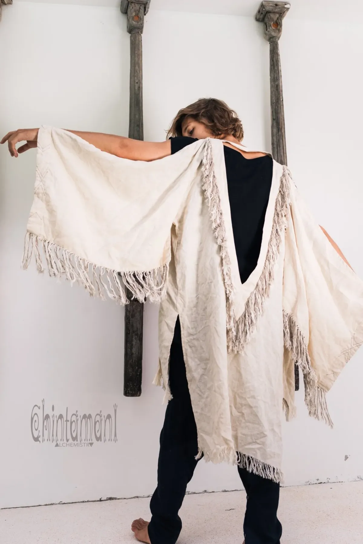 Chintamani Alchemistry Fringe Linen Kimono / Off White Cream^ Kimono & Coat