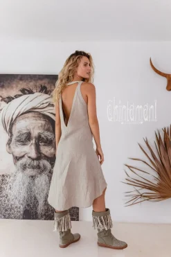 Chintamani Alchemistry Fringe Linen Mini Dress / Natural Grey^ Mini & Midi Dress
