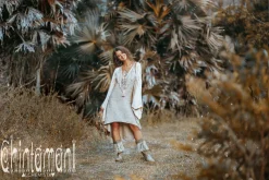 Chintamani Alchemistry Fringe Linen Mini Dress / Natural Grey^ Mini & Midi Dress