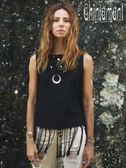 Chintamani Alchemistry Fringe Tank Top / Black^ Tank Top