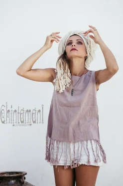 Chintamani Alchemistry Fringe Tank Top / Purple^ Tank Top