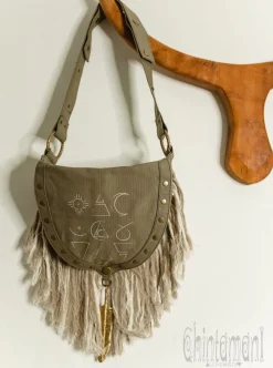 Chintamani Alchemistry Fringy Banana Bag / Army Green^ Canvas Hip Bags
