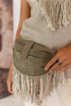 Chintamani Alchemistry Fringy Banana Bag / Army Green^ Canvas Hip Bags