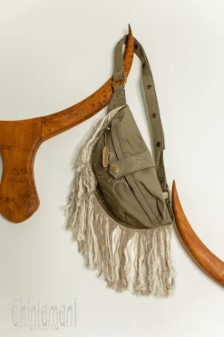 Chintamani Alchemistry Fringy Banana Bag / Army Green^ Canvas Hip Bags