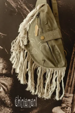 Chintamani Alchemistry Fringy Banana Bag / Army Green^ Canvas Hip Bags