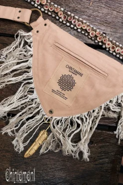 Chintamani Alchemistry Fringy Banana Bag / Beige^ Canvas Hip Bags