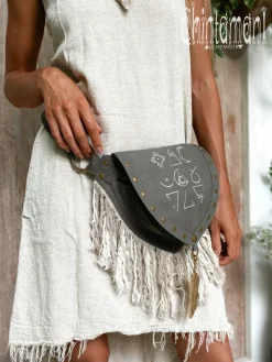 Chintamani Alchemistry Fringy Banana Bag / Dark Gray^ Canvas Hip Bags