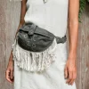 Chintamani Alchemistry Fringy Banana Bag / Dark Gray^ Canvas Hip Bags