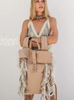 Chintamani Alchemistry Fringy RollTop Backpack / Beige^ Backpacks & Bags