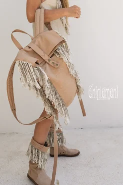 Chintamani Alchemistry Fringy RollTop Backpack / Beige^ Backpacks & Bags