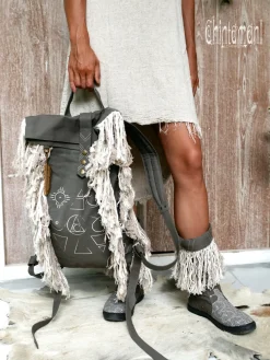 Chintamani Alchemistry Fringy RollTop Backpack / Dark Gray^ Backpacks & Bags