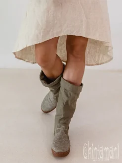 Chintamani Alchemistry Fringy Tribal Boots / Army Green^ Boots