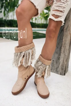 Chintamani Alchemistry Fringy Tribal Boots / Beige^ Boots