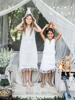 Chintamani Alchemistry Girls Linen Dress / White^Kids For Kids