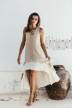 Chintamani Alchemistry High Low Cotton Dress / Beige^ High Low Dress