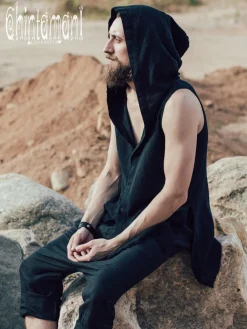 Chintamani Alchemistry Hooded Ripped Shirt / Black^ Button Shirt