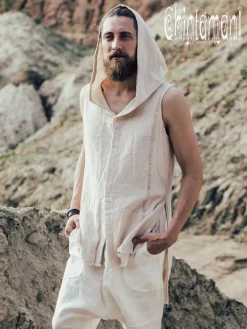 Chintamani Alchemistry Hooded Ripped Shirt / Off White^ Button Shirt