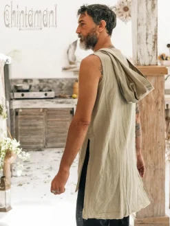 Chintamani Alchemistry Hooded Ripped Shirt / Sage Green^ Button Shirt