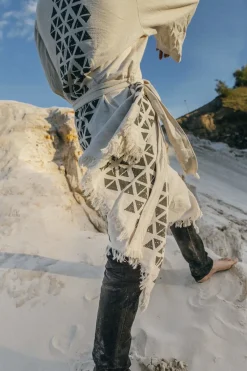 Chintamani Alchemistry Huge Raw Cotton Mens Wrap Cardigan Coat / Kimono Cloak or Cape / Aroha Atua Off White^ Kimono & Coat