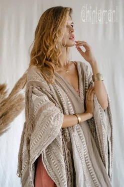 Chintamani Alchemistry Jacquard Tassel Poncho / Coffee^ Kimono & Cover Up