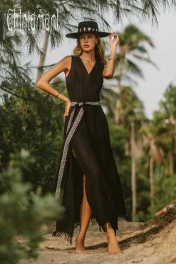 Chintamani Alchemistry Jacquard Wrap Dress / Black^ Wrap Dress|Maxi Dress