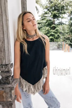 Chintamani Alchemistry Linen Corner Top / Black^ Tank Top
