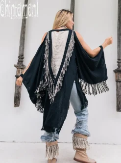 Chintamani Alchemistry Linen Fringed Kimono / Black^ Kimono & Cover Up
