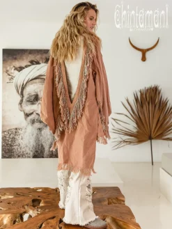 Chintamani Alchemistry Linen Fringed Kimono / Dusty Pink^ Kimono & Cover Up
